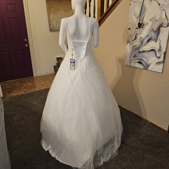DRESS DeKlaire wedding dress long train sleeve 455W L - Picture 7 of 9